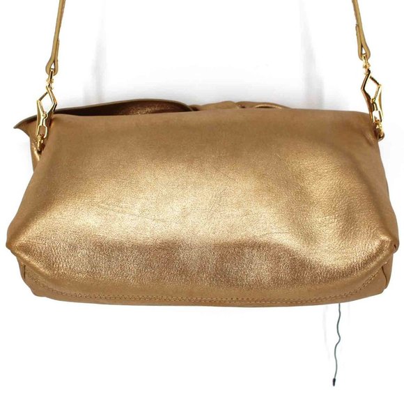 RARE Burberry Prorsum Celebrating LA Gold Leather Shoulder Bag Clutch Zip Bow - Picture 5 of 8